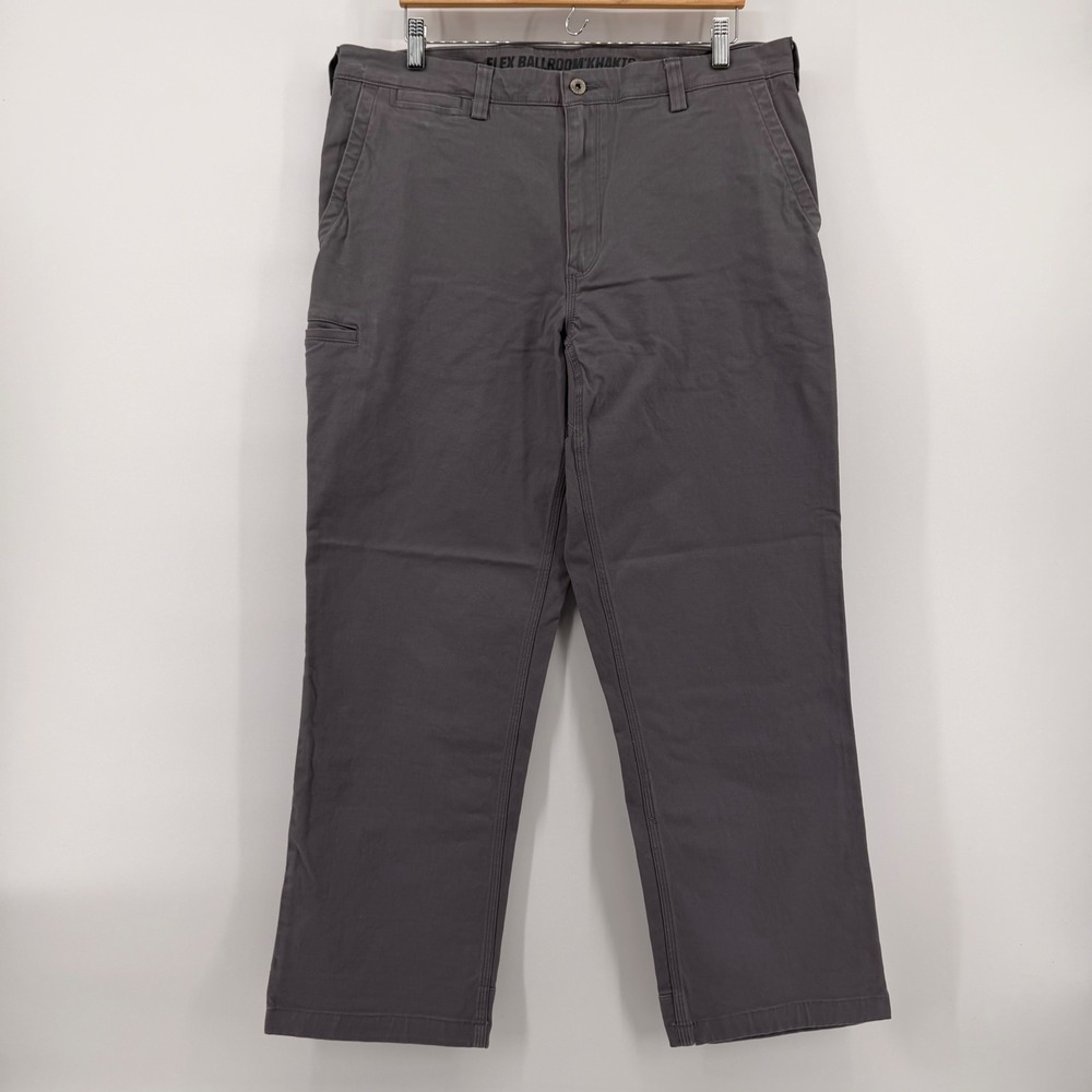 Duluth Trading Co Flex Ballroom Khakis Mens Gray Relaxed Fit Pants 36x30